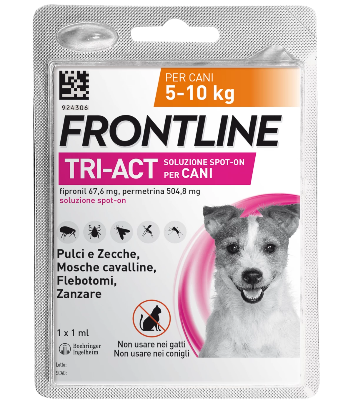 FRONTLINE TRI-ACT*1PIP 5-10KG - Parafarmacia Mostacciano