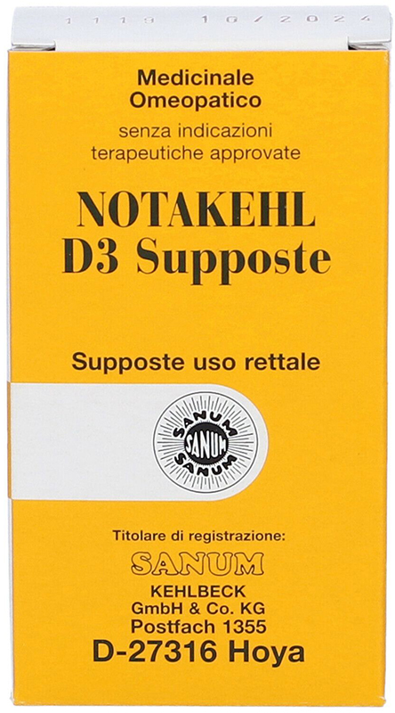 NOTAKEHL D3 10 SUPPOSTE 2G SANUM - Parafarmacia Mostacciano