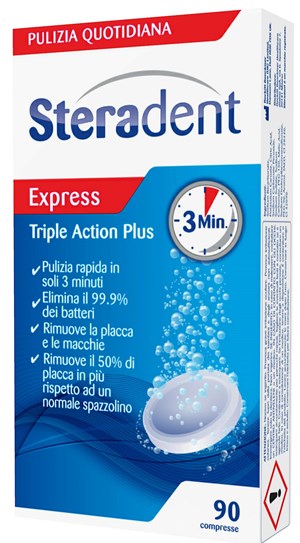 STERADENT TRIPLE ACTION PLUS 90 COMPRESSE PULENTI - Parafarmacia Mostacciano
