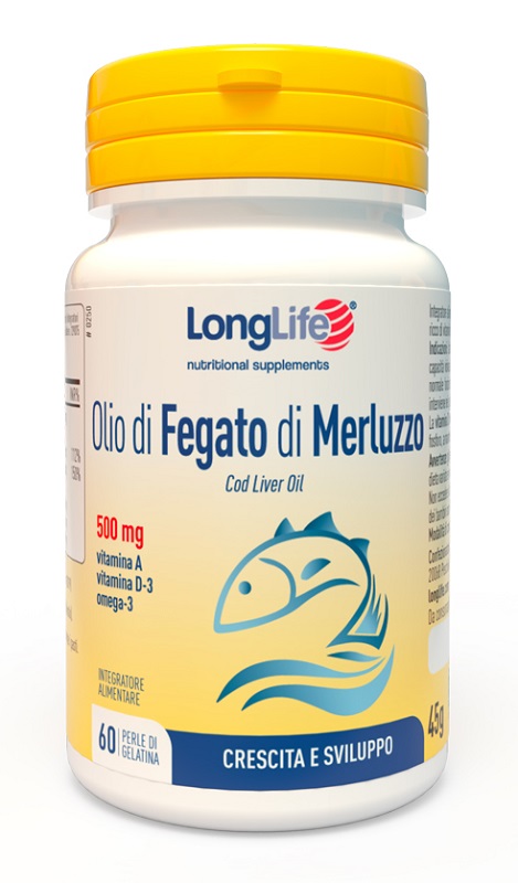 LONGLIFE OLIO FEGATO MERLUZZO 500 MG 60 PERLE - Parafarmacia Mostacciano