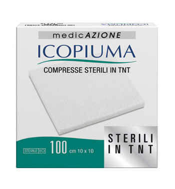 GARZA COMPRESSA IN TESSUTO NON TESSUTO ICOPIUMA ADESIVA 10X10 CM 100 PEZZI - Parafarmacia Mostacciano