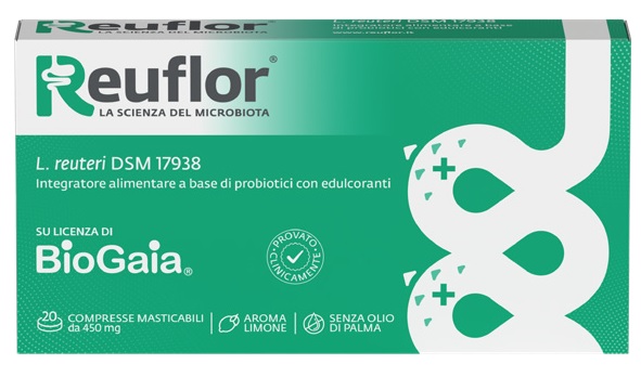 REUFLOR 20 COMPRESSE MASTICABILI AROMA LIMONE - Parafarmacia Mostacciano