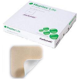 SCHIUMA DI POLIURETANO ASSORBENTE SOTTILE CON STRATO DI CONTATTO IN SILICONE MORBIDO MEPILEX LITE 15X15 5 PEZZI - Parafarmacia Mostacciano