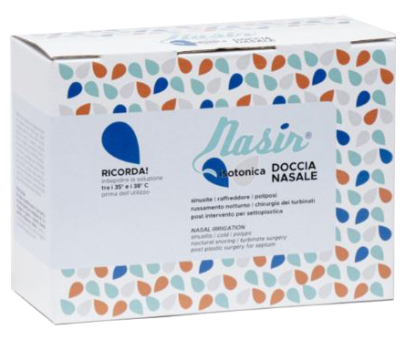 NASIR DOCCIA NASALE CON SOLUZIONE FISIOLOGICA ISOTONICA 10 SACCHE 250 ML + 1 BLISTER - Parafarmacia Mostacciano
