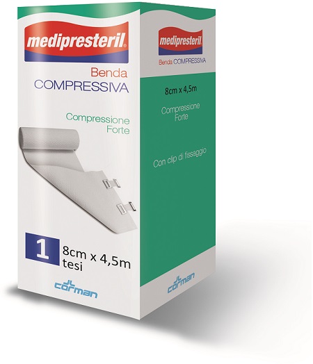 BENDA MEDIPRESTERIL COMPRESSIONE FORTE M4,5X8CM TESI - Parafarmacia Mostacciano