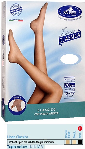 SAUBER COLLANT OPEN TOE MAGLIA MICRORETE 70 DEN COLORE NEUTRO BEIGE 4 LINEA CLASSICA - Parafarmacia Mostacciano