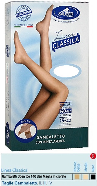 SAUBER GAMBALETTO OPEN TOE MAGLIA MICRORETE 140 DEN COLORE MEDIO TAGLIA 4 LINEA CLASSICA - Parafarmacia Mostacciano