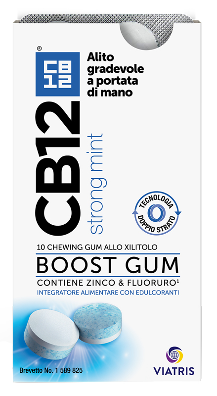 CB12 BOOST 10 CHEWING-GUM ZINCO E FLUORURO NEW FORMULATION - Parafarmacia Mostacciano