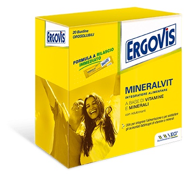 ERGOVIS MINERALVIT 20 BUSTE OROSOLUBILI 30 G - Parafarmacia Mostacciano