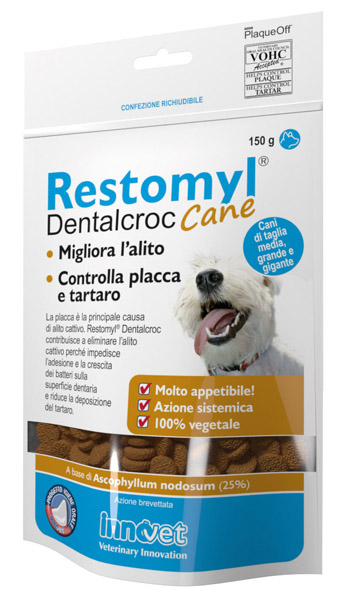 RESTOMYL DENTALCROC CANI TAGLIA MEDIA GRANDE E GIGANTE BUSTA 150 G - Parafarmacia Mostacciano