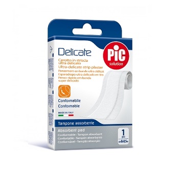 CEROTTO PIC DELICATE STRISCIA BIANCA CON TAMPONE ANTIBATTERICO CM 8X0,5 M - Parafarmacia Mostacciano