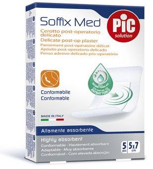 CEROTTO PIC SOFFIX MED IN TNT CON TAMPONE CENTRALE ASSORBENTE STERILE MONOUSO 5X7 CM ANTIBATTERICO 5 PEZZI - Parafarmacia Mostacciano