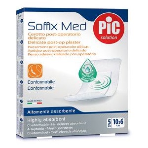 CEROTTO PIC SOFFIX MED IN TNT CON TAMPONE CENTRALE ASSORBENTE STERILE MONOUSO 10X6 CM ANTIBATTERICO 5 PEZZI - Parafarmacia Mostacciano