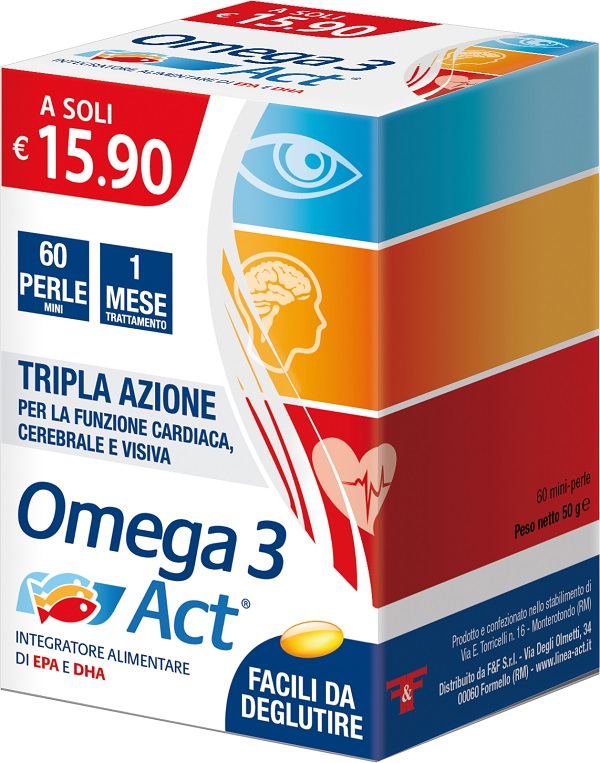 OMEGA 3 ACT 540MG + VITAMINA E 60 PERLE MINI - Parafarmacia Mostacciano