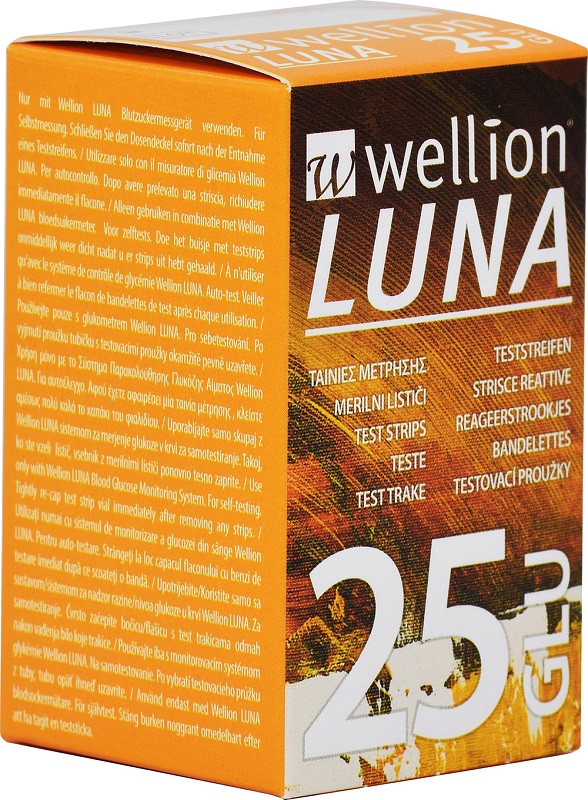 WELLION LUNA 25 STRIPS STRISCE PER MISURAZIONE GLICEMIA - Parafarmacia Mostacciano