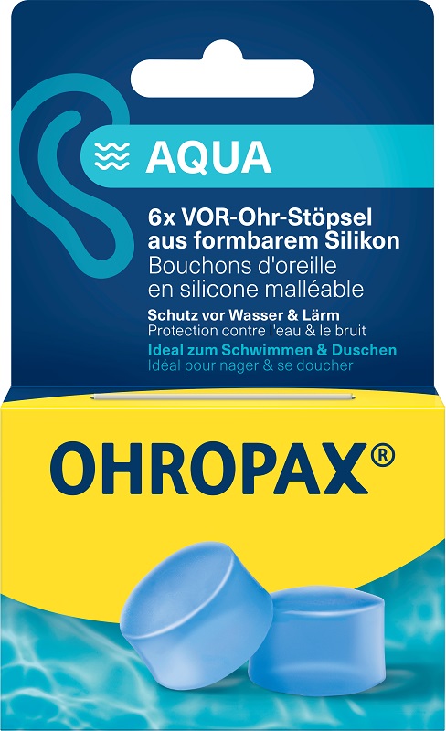 TAPPO AURICOLARE SILICONE AQUA OHROPAX 6 PEZZI - Parafarmacia Mostacciano