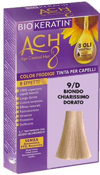 BIOKERATIN ACH8 COLOR PRODIGE 9/D BIONDO CHIARISSIMO DORATO - Parafarmacia Mostacciano