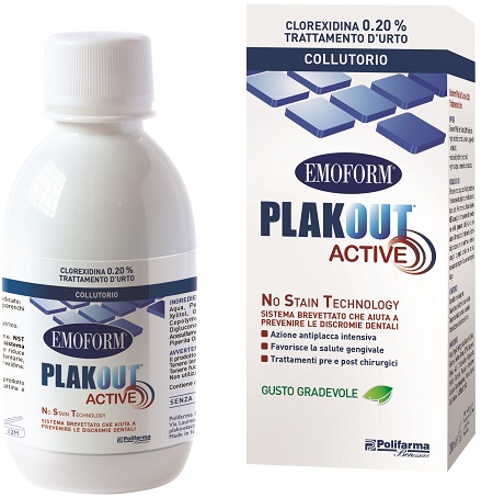 EMOFORM PLAK OUT ACTIVE CLOREXIDINA 0,20% COLLUTORIO 200 ML - Parafarmacia Mostacciano