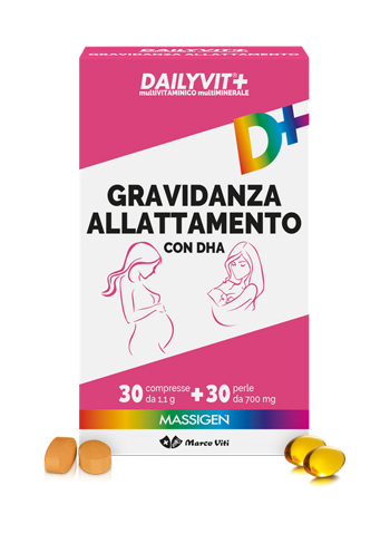DAILYVIT+ GRAVIDANZA ALLATTAMENTO CON DHA MULTIVITAMINICO E MULTIMINERALE 30 COMPRESSE + 30 PERLE - Parafarmacia Mostacciano