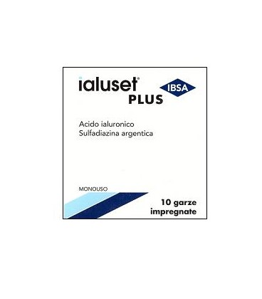 GARZA IALUSET PLUS IMPREGNATA DI CREMA DI ACIDO IALURONICO 0,05%, DI SULFADIAZINA ARGENTICA 1%, MACROGOL, GLICEROLO E ACQUA 10 X 10 CM 10 PEZZI - Parafarmacia Mostacciano