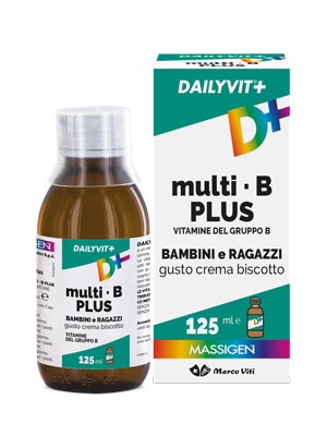 DAILYVIT+ MULTI B PLUS VITAMINE DEL GRUPPO B PER BAMBINI E RAGAZZI GUSTO CREMA BISCOTTO 125 ML - Parafarmacia Mostacciano