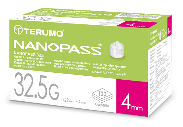 AGO PER PENNA DA INSULINA NANOPASS 32,5 GAUGE LUNGHEZZA 4 MM 100 PEZZI - Parafarmacia Mostacciano