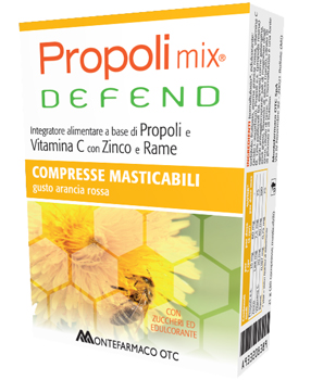 PROPOLI MIX DEFEND 30 COMPRESSE MASTICABILI GUSTO ARANCIA - Parafarmacia Mostacciano