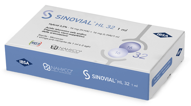SIRINGA INTRA-ARTICOLARE SINOVIAL HL 32 16 MG+16 MG 1 FS + AGO GAUGE 22 + AGO GAUGE 29 1 PEZZO - Parafarmacia Mostacciano