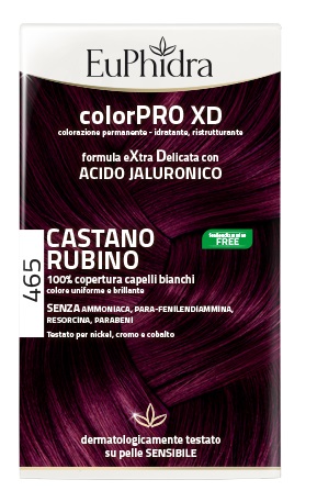 EUPHIDRA COLORPRO XD 465 CAST RUBINO GEL COLORANTE CAPELLI IN FLACONE + ATTIVANTE + BALSAMO + GUANTI - Parafarmacia Mostacciano