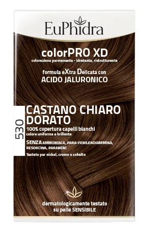 EUPHIDRA COLORPRO XD 530 CASTANO CHIARO DORATO GEL COLORANTE CAPELLI IN FLACONE + ATTIVANTE + BALSAMO + GUANTI - Parafarmacia Mostacciano
