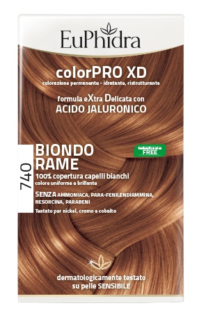 EUPHIDRA COLORPRO XD 740 BIONDO RAME GEL COLORANTE CAPELLI IN FLACONE + ATTIVANTE + BALSAMO + GUANTI - Parafarmacia Mostacciano