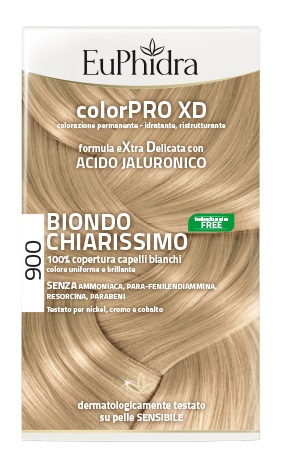EUPHIDRA COLORPRO XD 900 BIONDO CHIARISSIMO GEL COLORANTE CAPELLI IN FLACONE + ATTIVANTE + BALSAMO + GUANTI - Parafarmacia Mostacciano