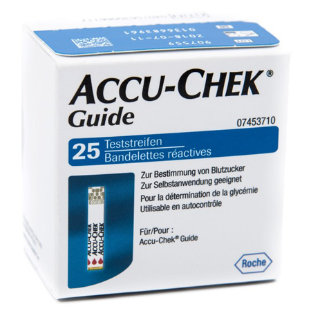 STRISCE MISURAZIONE GLICEMIA ACCU-CHEK GUIDE 25 PEZZI CONFEZIONE RETAIL - Parafarmacia Mostacciano