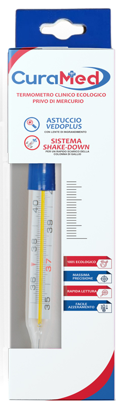 TERMOMETRO CLINICO OVALE AL GALLIO CON AGITATORE CURAMETER G - Parafarmacia Mostacciano