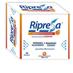 RIPRESA 30BUST 10G INTEGRATORE ALIMENTARE DI MAGNESIO E POTASSIO BUSTINE EFFERVESCENTI UTILE NEGLI STATI DI STANCHEZZA - Parafarmacia Mostacciano