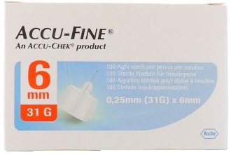 AGO PER PENNA DA INSULINA ACCU-FINE PEN NEEDLE ACCU-CHEK GAUGE 31 X 6MM 100 PEZZI - Parafarmacia Mostacciano