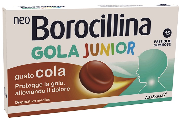 NEOBOROCILLINA GOLA JUNIOR 15 PASTIGLIE GUSTO COLA - Parafarmacia Mostacciano