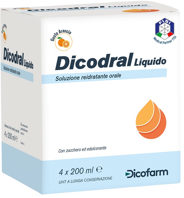 DICODRAL LIQUIDO SOLUZIONE REIDRATANTE ORALE 4 X 200 ML - Parafarmacia Mostacciano