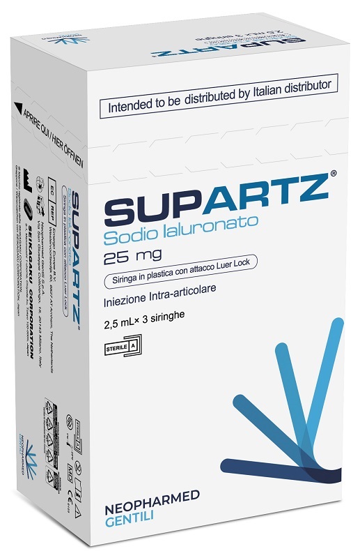 SIRINGA PRERIEMPITA INTRA-ARTICOLARE SUPARTZ ACIDO IALURONICO 25 MG 2,5 ML 3 PEZZI - Parafarmacia Mostacciano