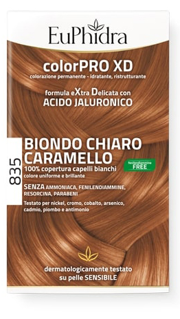 EUPHIDRA COLORPRO GEL COLORANTE CAPELLI XD 835 CARAMELLO 50 ML + ATTIVANTE + BALSAMO + GUANTI - Parafarmacia Mostacciano