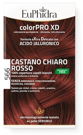 EUPHIDRA COLORPRO GEL COLORANTE CAPELLI XD 566 CASTANO CHIARO ROSSO 50 ML + ATTIVANTE + BALSAMO + GUANTI - Parafarmacia Mostacciano