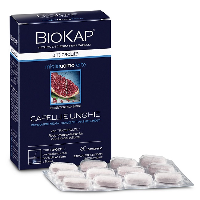 BIOKAP ANTICADUTA MIGLIO UOMO FORTE CON TRICOFOLTIL 60 COMPRESSE - Parafarmacia Mostacciano