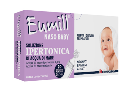 EUMILL NASO BABY SOLUZIONE IPERTONICA 20 CONTENITORI MONODOSE 5 ML - Parafarmacia Mostacciano