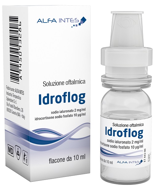SOLUZIONE OFTALMICA IDROFLOG ACIDO IALURONATO 2 MG/ML E IDROCORTISONE SODIO FOSFATO 10 MCG/ML 10 ML - Parafarmacia Mostacciano