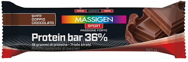 MASSIGEN SPORT PROTEIN BARRETTA 36% DOPPIO CIOCCOLATO 35 G - Parafarmacia Mostacciano