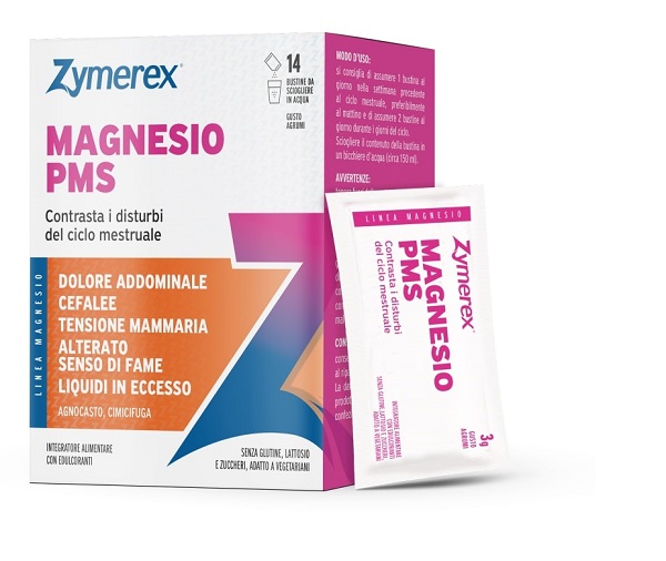 ZYMEREX MAGNESIO PMS 14 BUSTINE DA 3 G GUSTO AGRUMI CON EDULCORANTI SENZA ZUCCHERI SENZA GLUTINE SENZA LATTOSIO - Parafarmacia Mostacciano