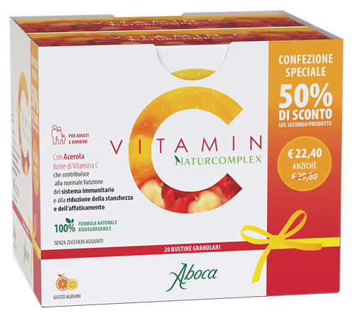 VITAMIN C NATURCOMPLEX 20 BUSTINE GRANULARI CONFEZIONE SPECIALE 1+1 - Parafarmacia Mostacciano