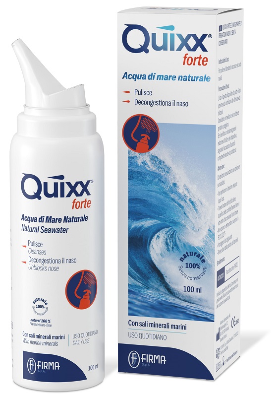SOLUZIONE SPRAY PER IRRIGAZIONI NASALI QUIXX FORTE ACQUA MARINA IPERTONICA 100 ML - Parafarmacia Mostacciano