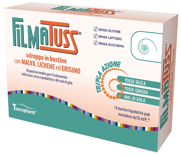 FILMATUSS SCIROPPO 14 BUSTINE LIQUID STICK PACK DA 10 ML - Parafarmacia Mostacciano