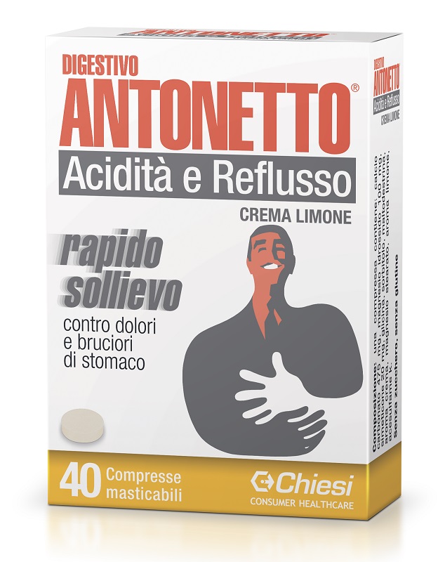 DIGESTIVO ANTONETTO ACIDITA' E REFLUSSO CREMA AL LIMONE 40 COMPRESSE MASTICABILI - Parafarmacia Mostacciano